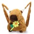 Mochila Infantil Capibara Peluche con Cierre y Flor Amarilla Diseño Capibara Flor Amarilla