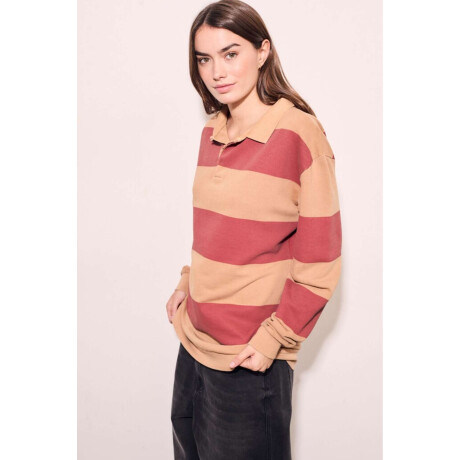 Sweater Polo Rayas Camel