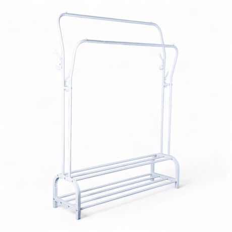Perchero Organizador Metal Doble Con Zapatera Doble Blanco