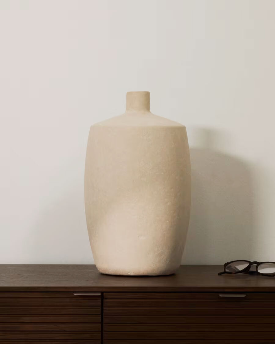 Jarrón Mireni de papel maché beige Ø 39 cm Jarrón Mireni de papel maché beige Ø 39 cm