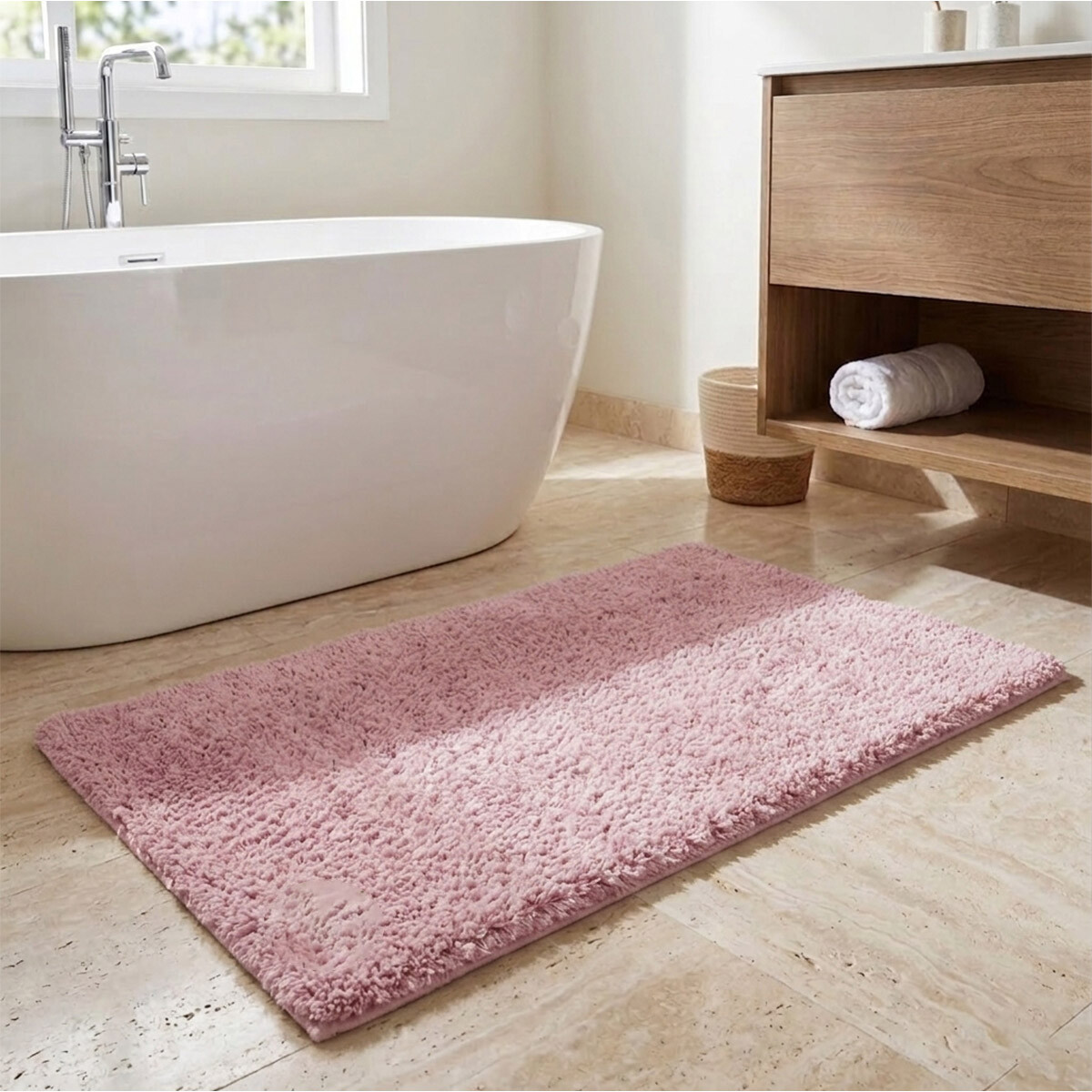 Alfombra Baño con Pelo Largo Home Class 40 x 60 cm - ROSA 1 
