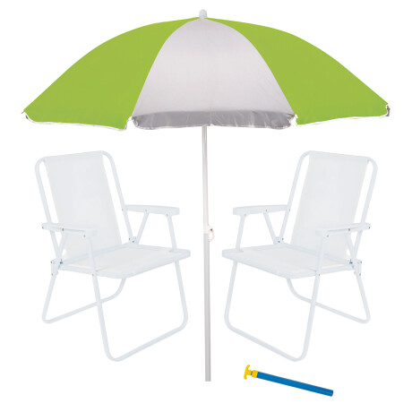 Set Sombrilla + Sillas x2 Acero 110Kg + Saca Arena Playa MOR Verde/plata