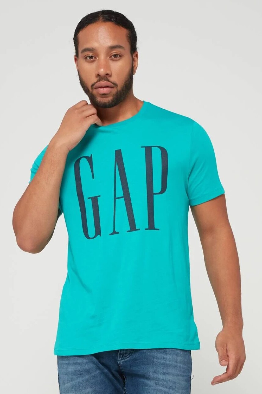 Remera Logo Gap Manga Corta Hombre Calypso Blue