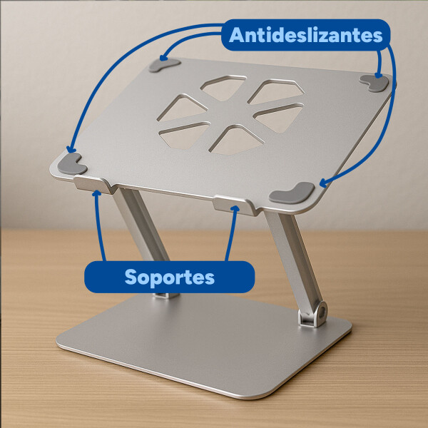 Soporte Base Alzador Acero Regulable Para Macbook Notebook Color Gris