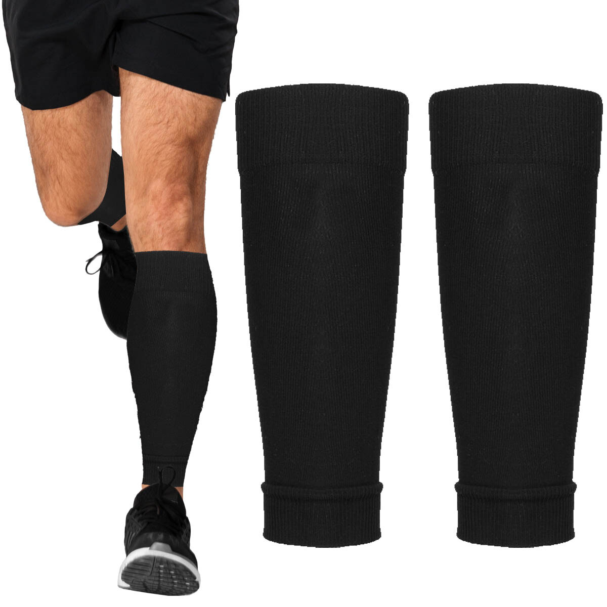 Medias Soportes Canilleras Pantorrilleras Elásticas - Negro 