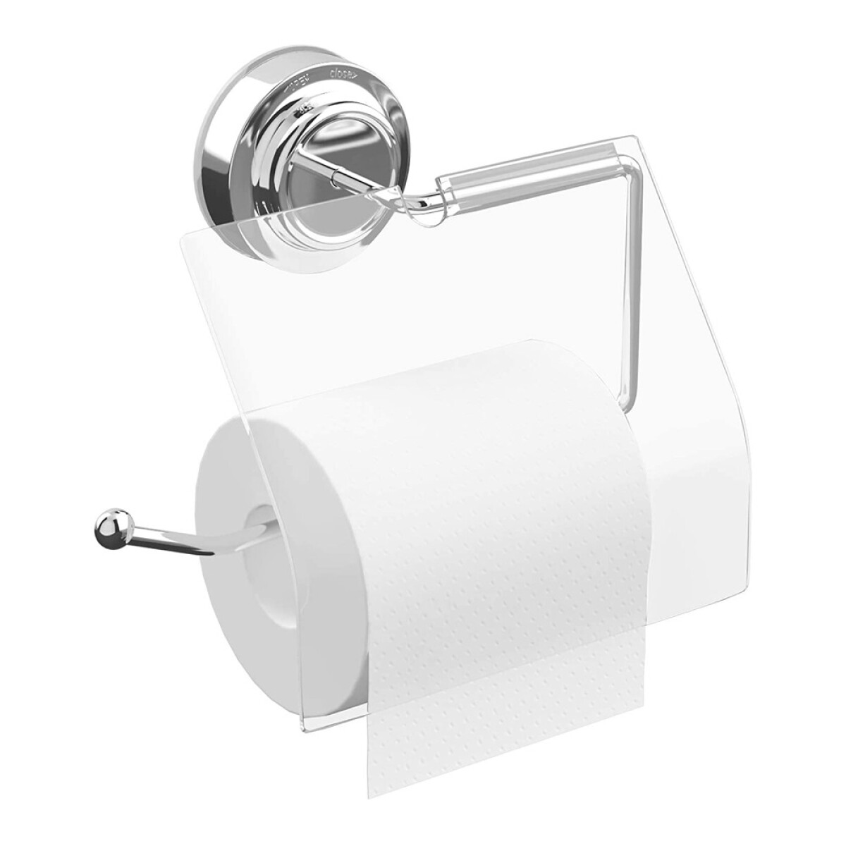 Porta Papel Higiénico Soporte c/Ventosa Pared en Acero Inox - Plateado 