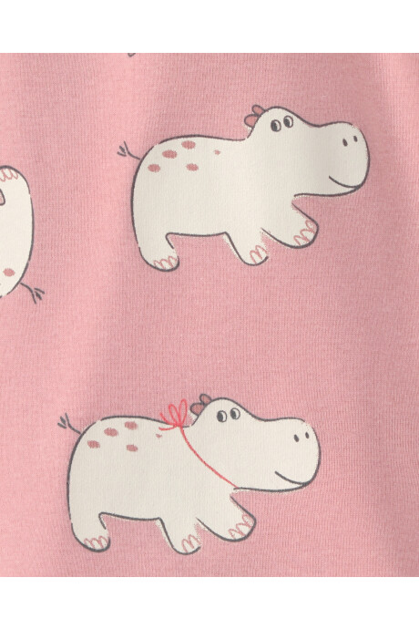 Monito bombachudo de algodón, rosado, diseño hipopótamos Sin color