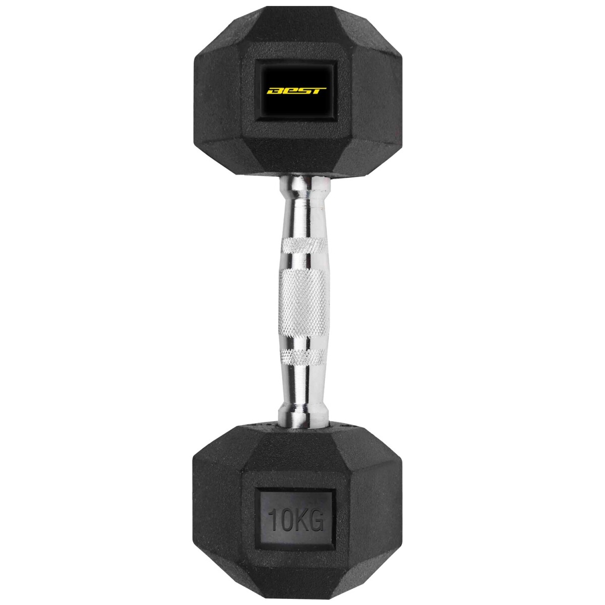 Mancuerna hexagonal de hierro y goma 10kg Best - Negro 