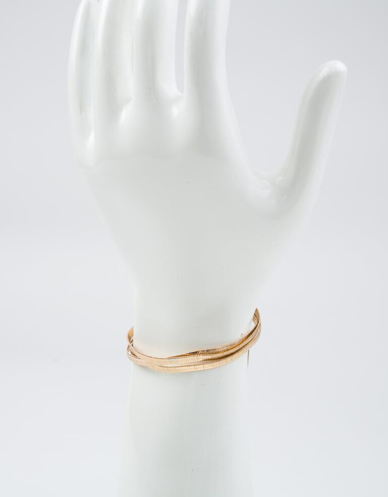 Pulseras Flexibles Metal Pulsera Con Triple Cadena - Dorado