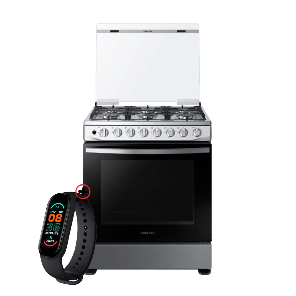 Cocina Samsung A Gas 6 Quemadores Tecnología Antivuelco + Smartwatch 