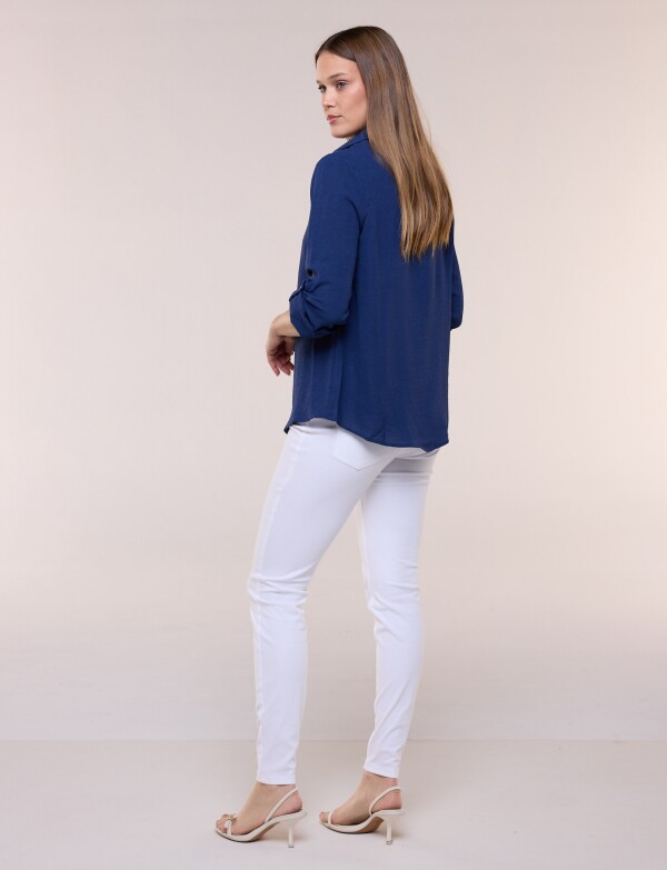 Blusa Holgada Triple Botón AZUL