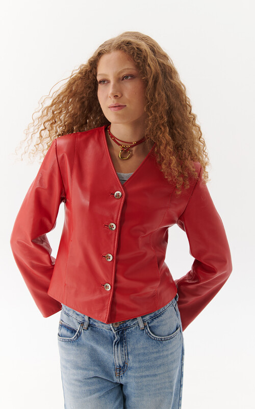 CHAQUETA BRUNA ROJO