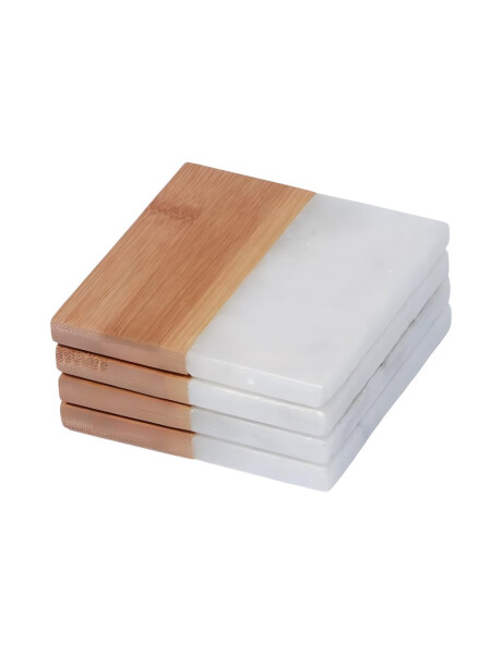 SET 4 POSAVASOS BAMBU MARMOL 10x10CM NATUR/BLANCO SET 4 POSAVASOS BAMBU MARMOL 10x10CM NATUR/BLANCO