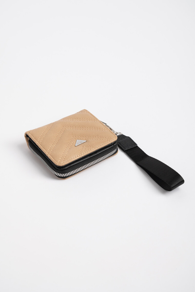 Billetera capitoneada diagonal Beige