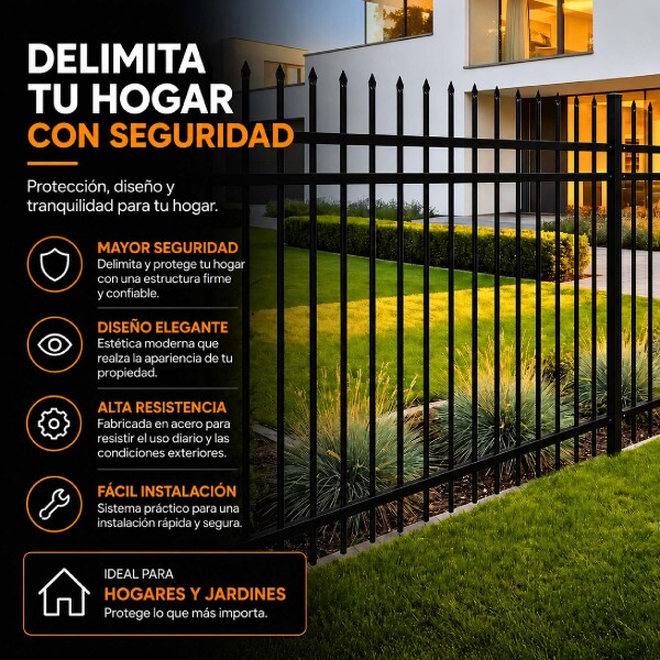 Cerco Reja Perimetral Seguridad Hierro Panel 2,40m x 1,80m Color Negro