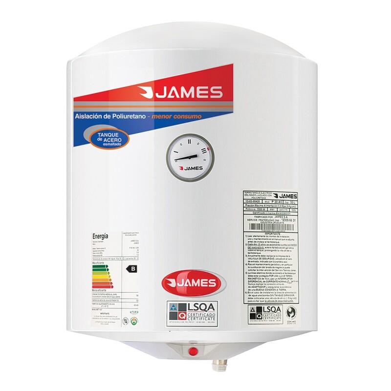 Calefon Termotanque 40lts James Acero Color Blanco Calefon Termotanque 40lts James Acero Color Blanco