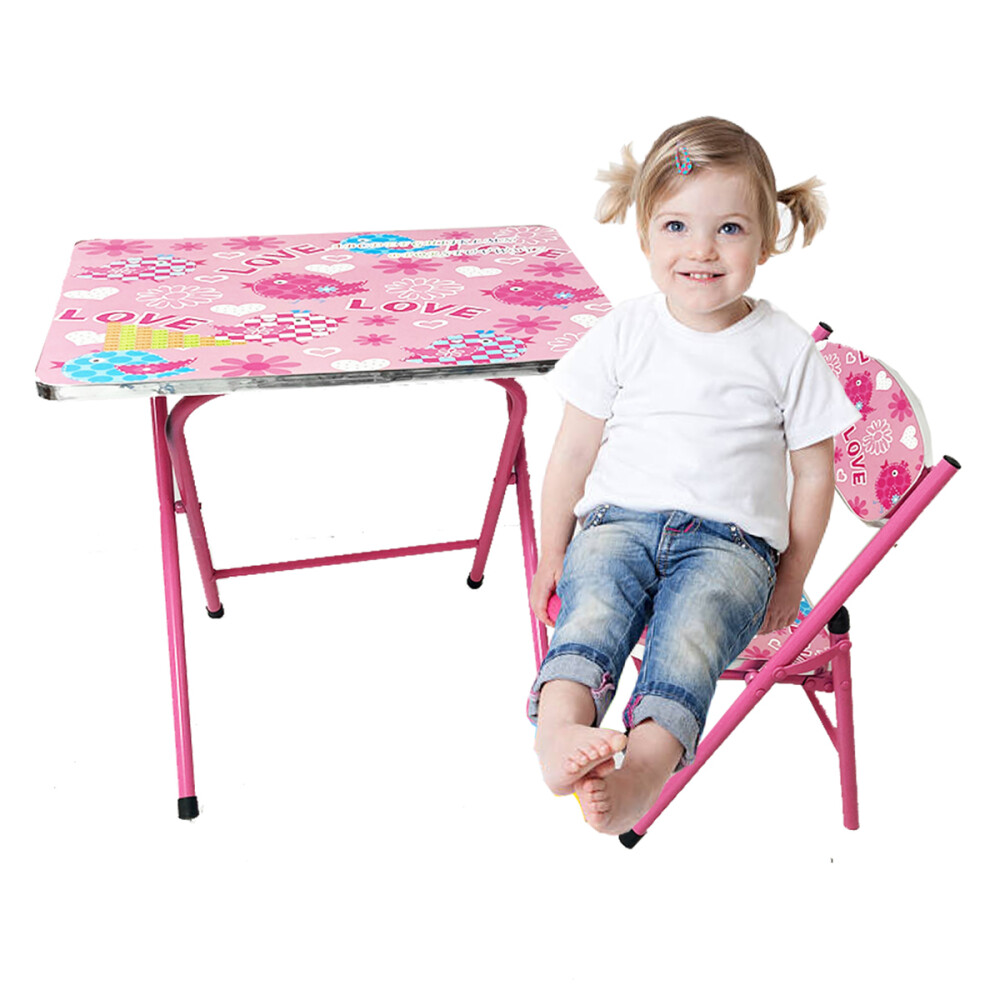 Escritorio Infantil Con Silla Plegable Rosa