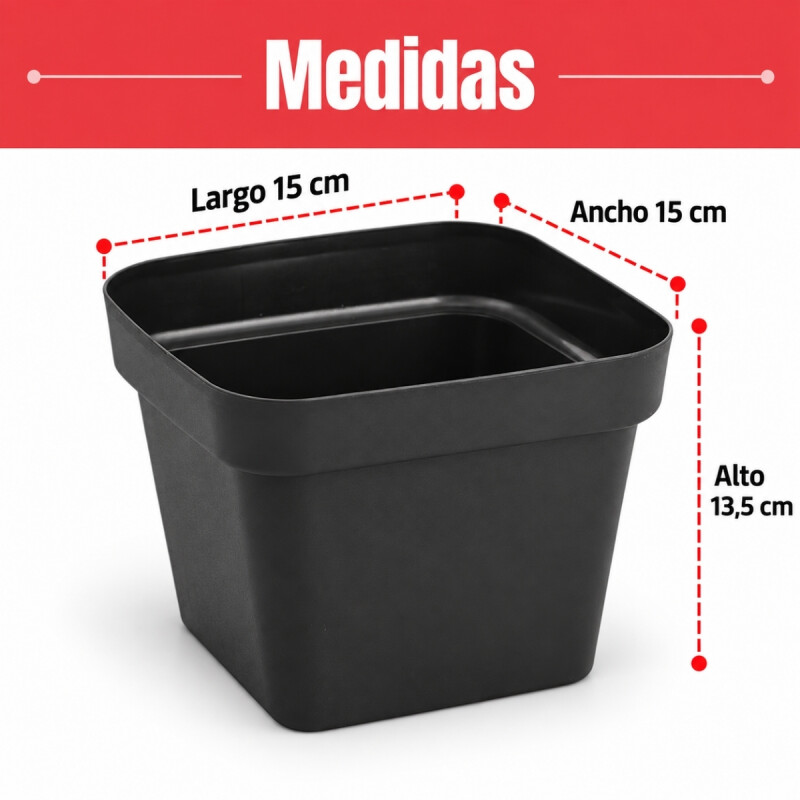 Maceta cuadrada 1,9 lts NEGRO