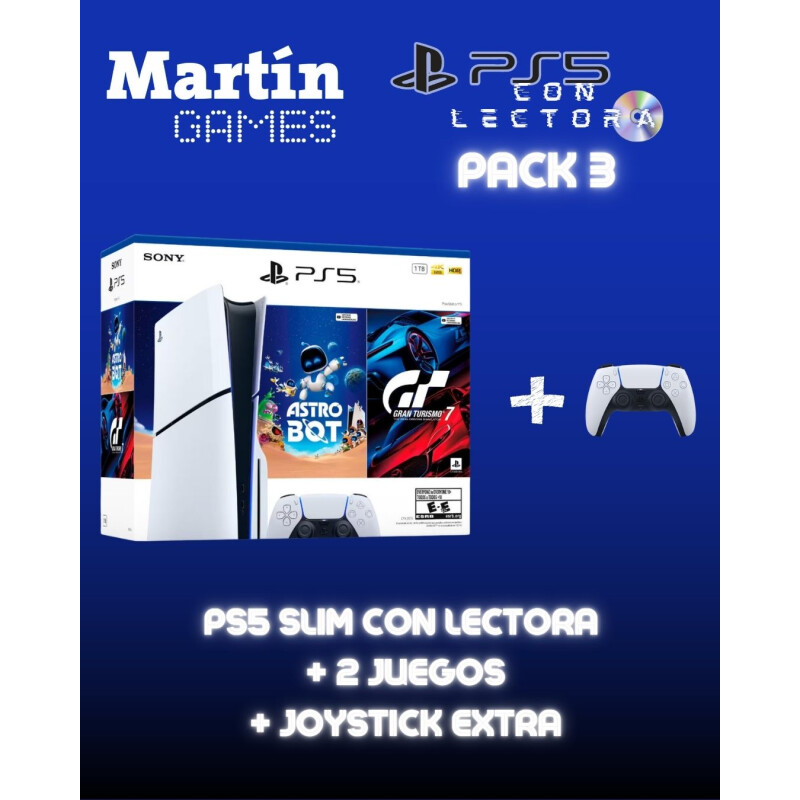 CONSOLA Playstation 5 PS5 SLIM CON LECTORA + CONTROL ORIGINAL EXTRA + ASTROBOT + GRAN TURISMO 7 CONSOLA Playstation 5 PS5 SLIM CON LECTORA + CONTROL ORIGINAL EXTRA + ASTROBOT + GRAN TURISMO 7