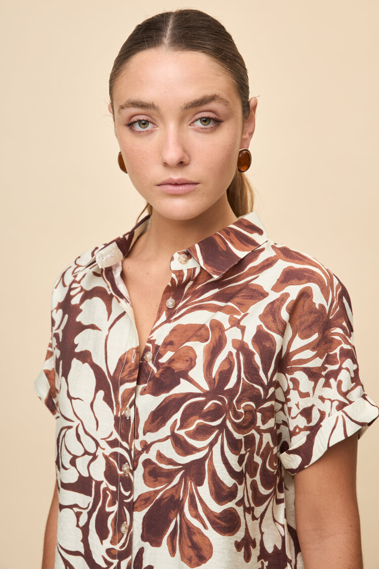 CAMISA ELVINA PRINTED Marron