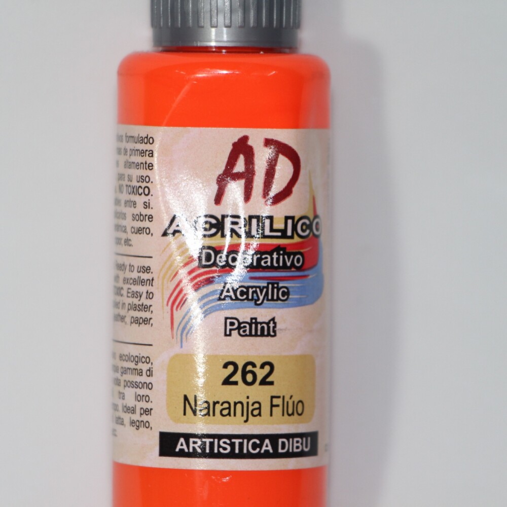 PINTURA ACRILICA ARTISTICA DIBU 60 ML. DIFERENTES COLORES COLOR NARANJA FLUO 262