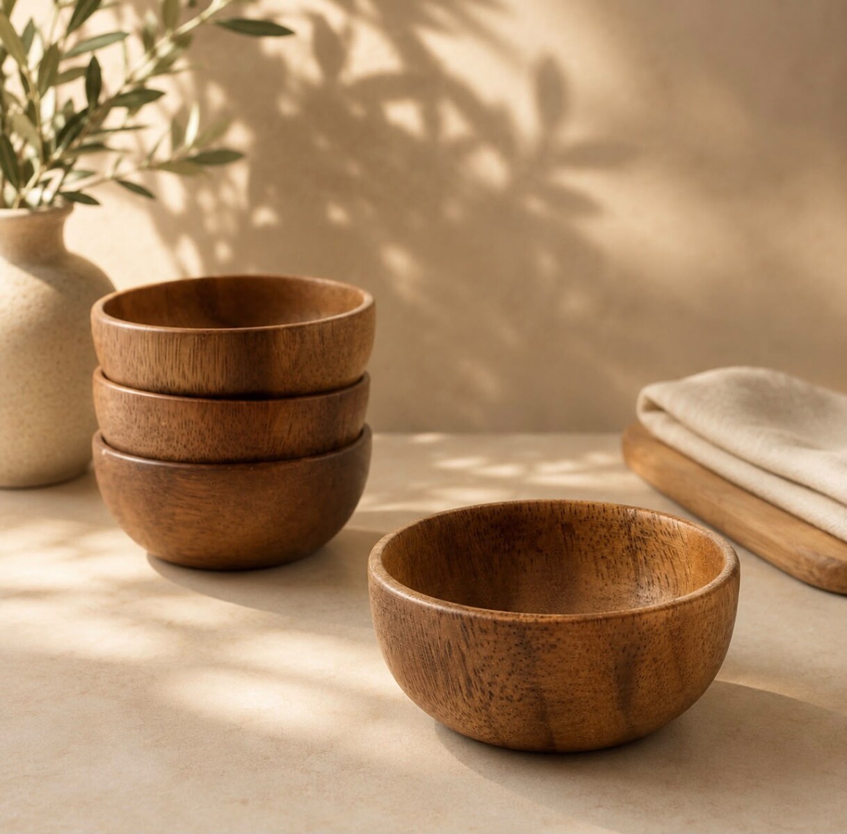 Bowl de Madera de Acacia Natural ( Ø8cm x Alto 3cm) 