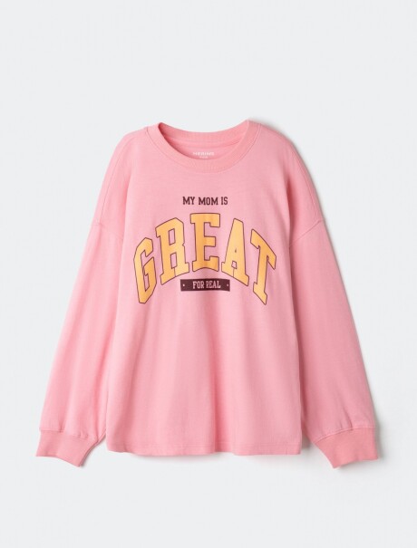 BUZO INFANTIL CON ESTAMPA - GRIS ROSADO