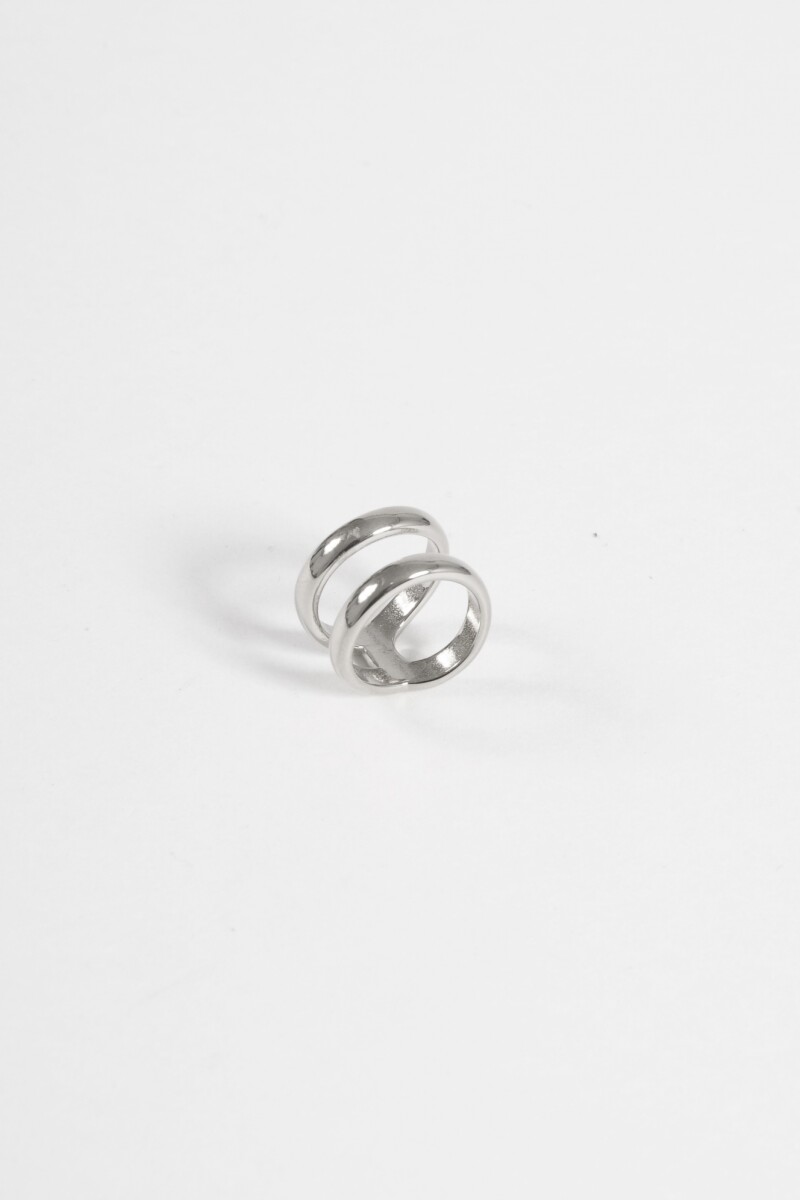 Anillo acero doble plateado