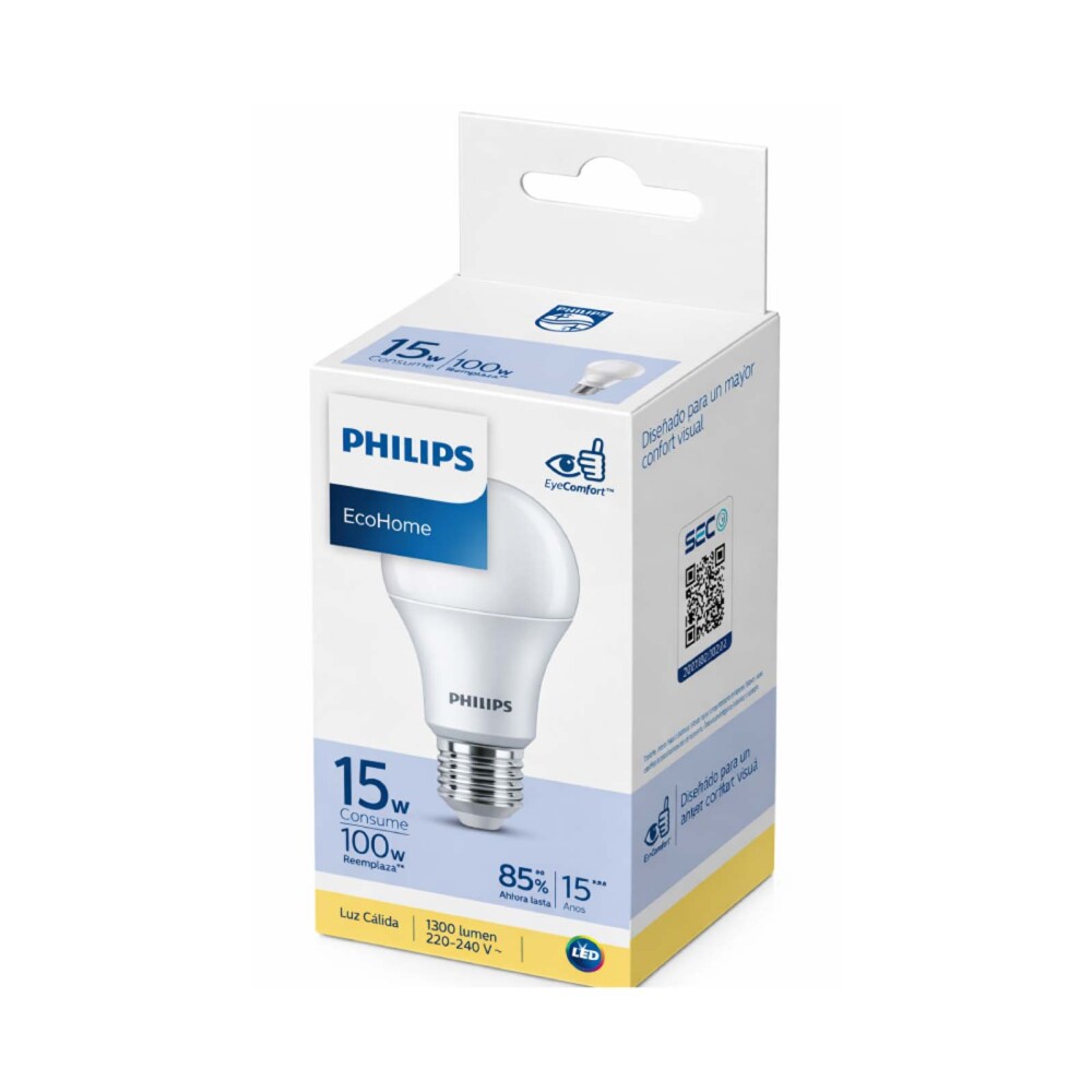 LÁMPARA LEDBULB PHILIPS METAL E27 15W CÁLIDA
