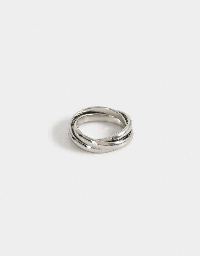 Anillos Medianos y Grandes Metal Anillo Metálico Entrelazado - Plateado