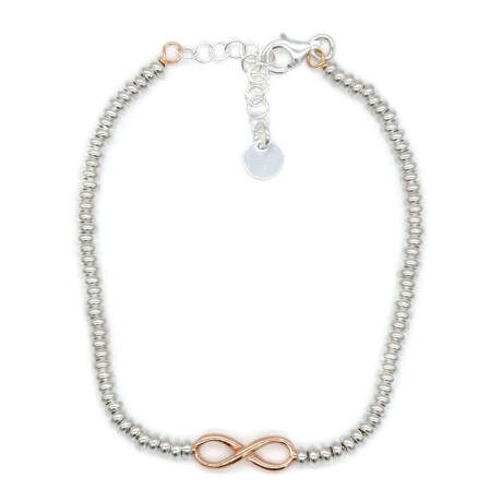 Pulsera de plata 925 y baño de oro rosado, INFINITO. Pulsera de plata 925 y baño de oro rosado, INFINITO.