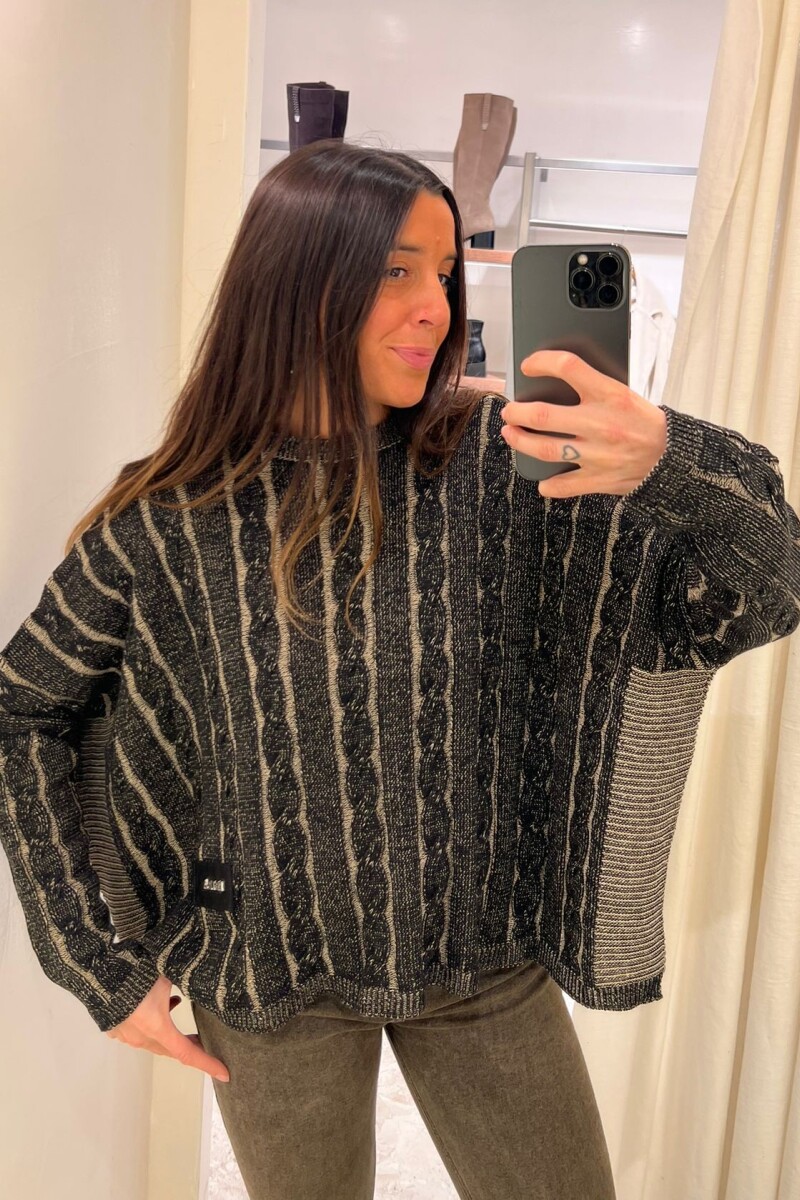 Sweater Oceano Crop Negro/Vison