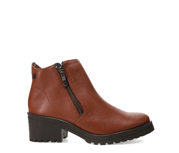 Botas de Mujer Bottero caña baja con cierre de cuero Marrón Coñac