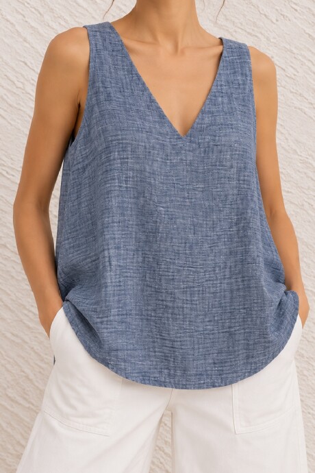 outlet Blusa Azul Melange