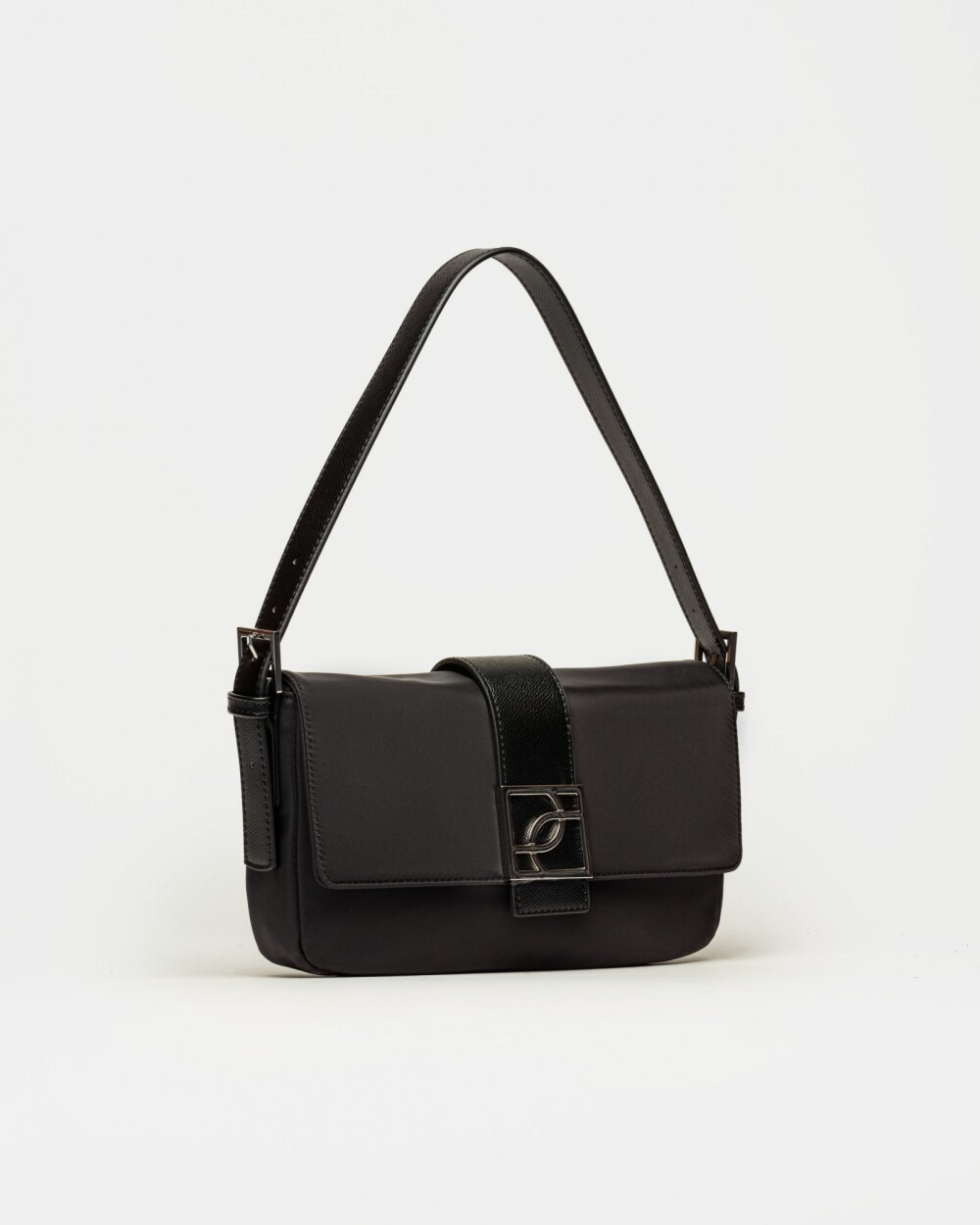 Cartera al hombro Signature en nylon Negro