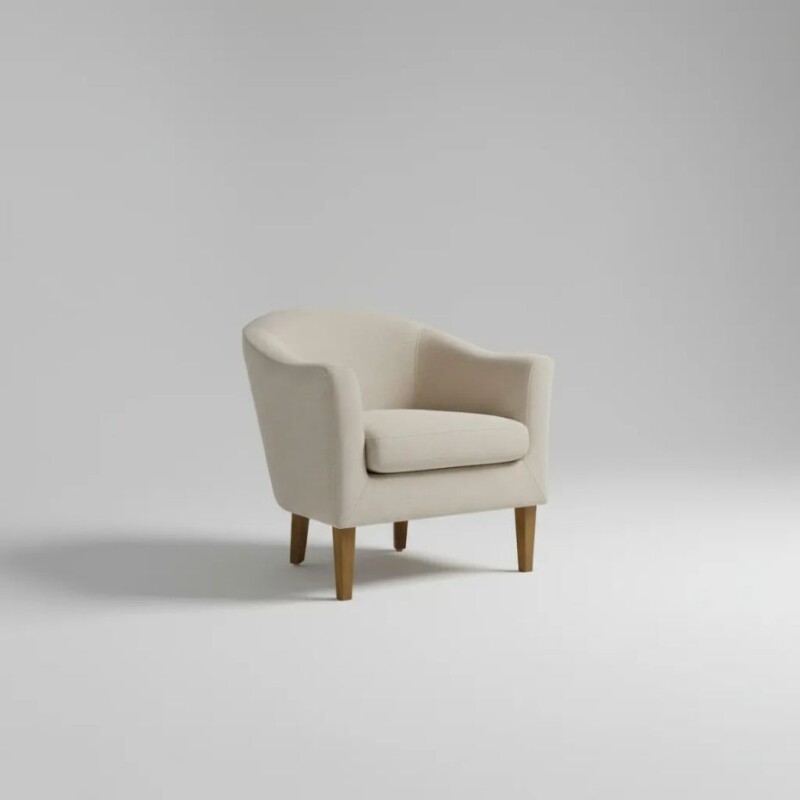 BUTACA MADERA CLARA - TAPIZADO TELA CLARA TRAMADA C/BEIGE BUTACA MADERA CLARA - TAPIZADO TELA CLARA TRAMADA C/BEIGE