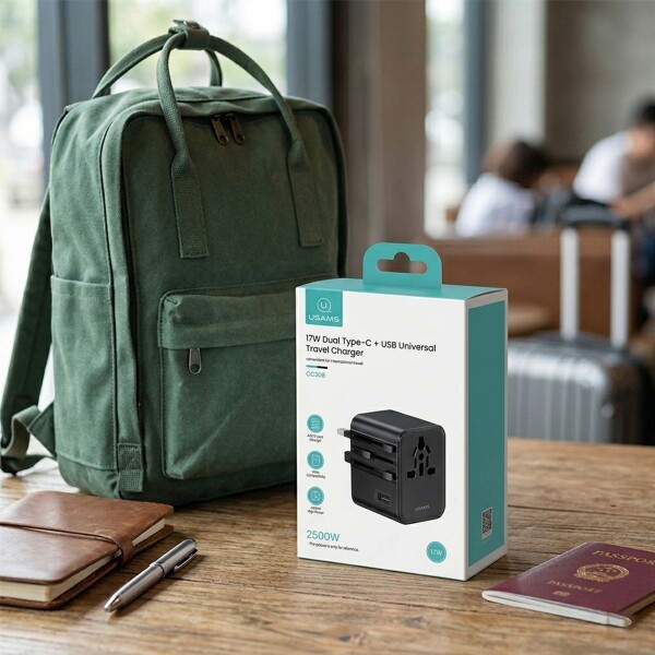 Ficha Cargador Auto Mini Usams 30w Doble Puerto Transparente Negro