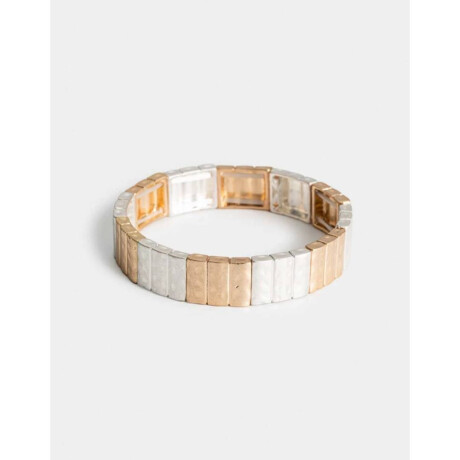 Pulsera Elástica De Metal Combinacion Bicolor