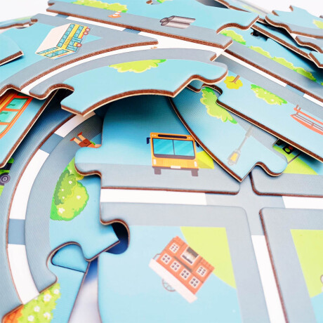 Puzzle Pista De Autos Rompecabezas 47 Pcs + Vehículo Ciudad