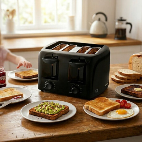 Tostadora eléctrica 4 panes Daewoo | 6 Niveles | Color negro Tostadora eléctrica 4 panes Daewoo | 6 Niveles | Color negro