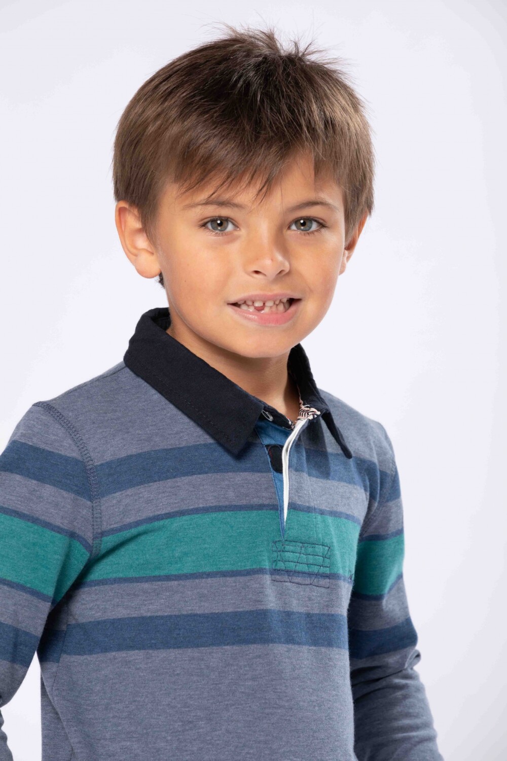 REMERA POLO RAYADA Azul