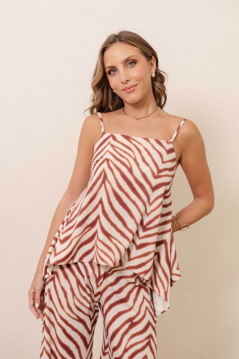BLUSA AMELIE MAROON WILD ZEBRA BLUSA AMELIE MAROON WILD ZEBRA