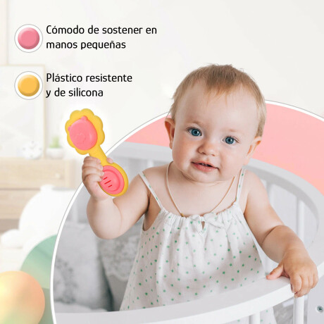Mordillo de Silicona Infantil Estimulante Fácil de Agarrar Amarillo/rosa