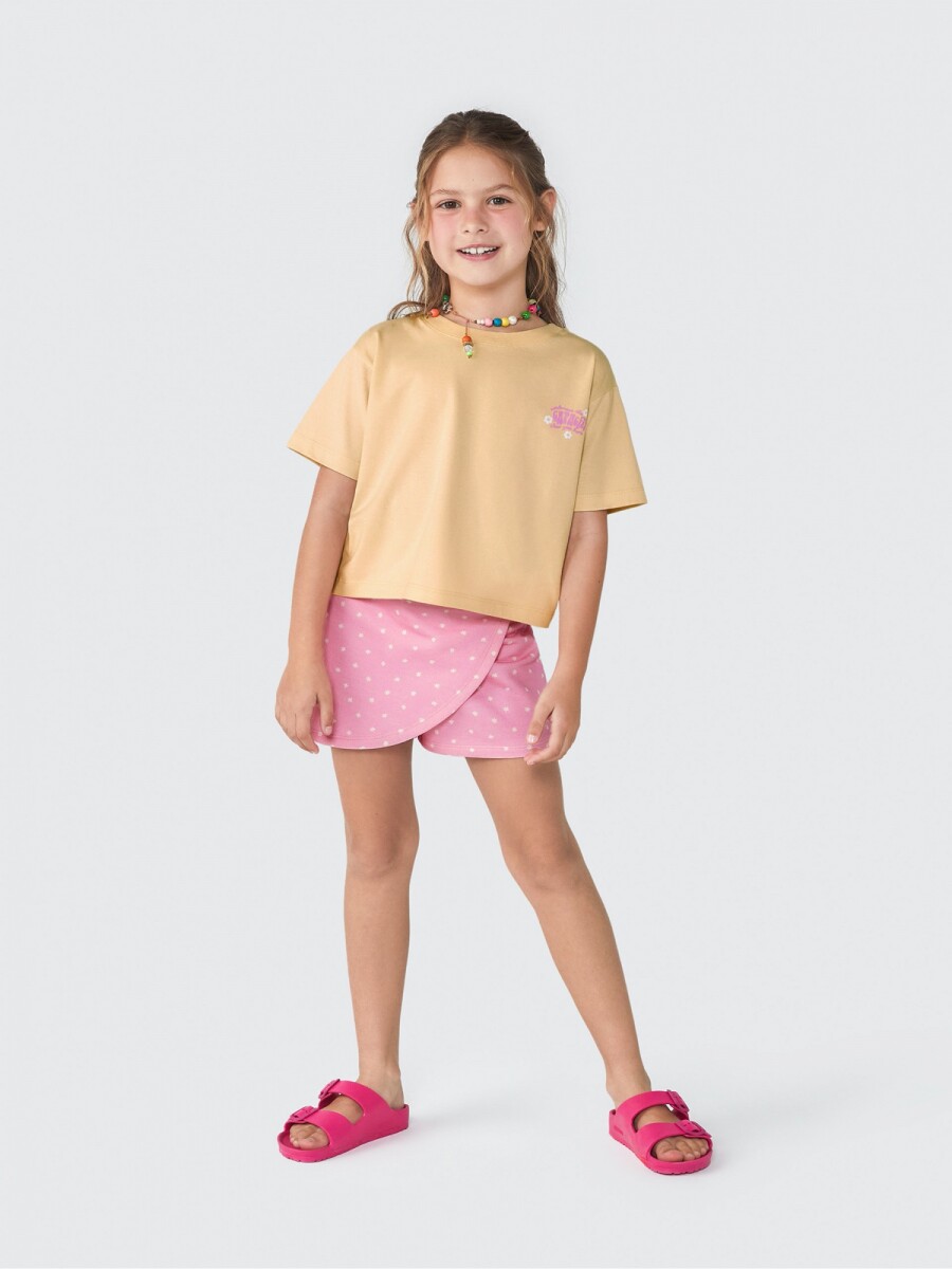 CONJUNTO INFANTIL CON FALDA SHORT - NARANJA 