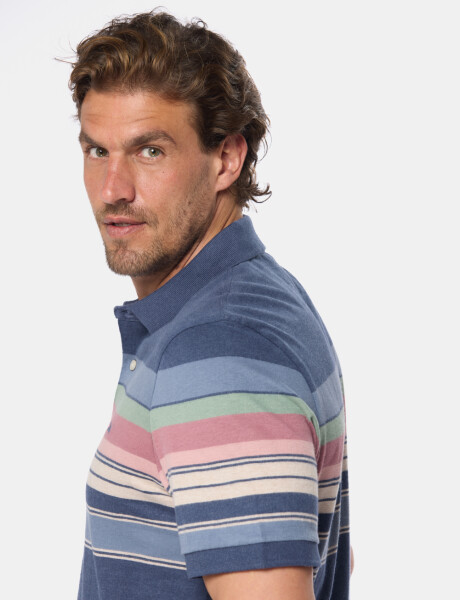 REMERA POLO RAYADA Azul