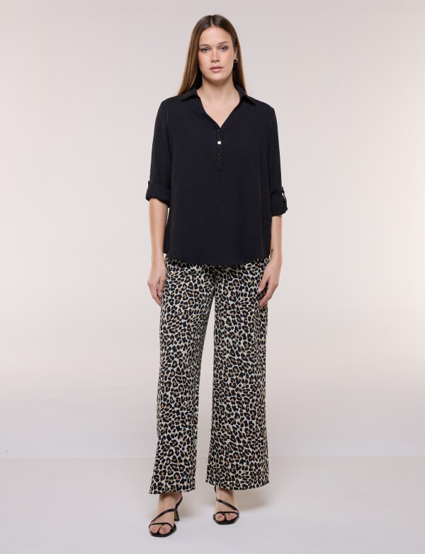 Blusa Holgada Triple Botón NEGRO