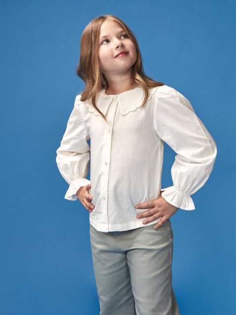 Blusa Cuello Ondas Blanco Roto