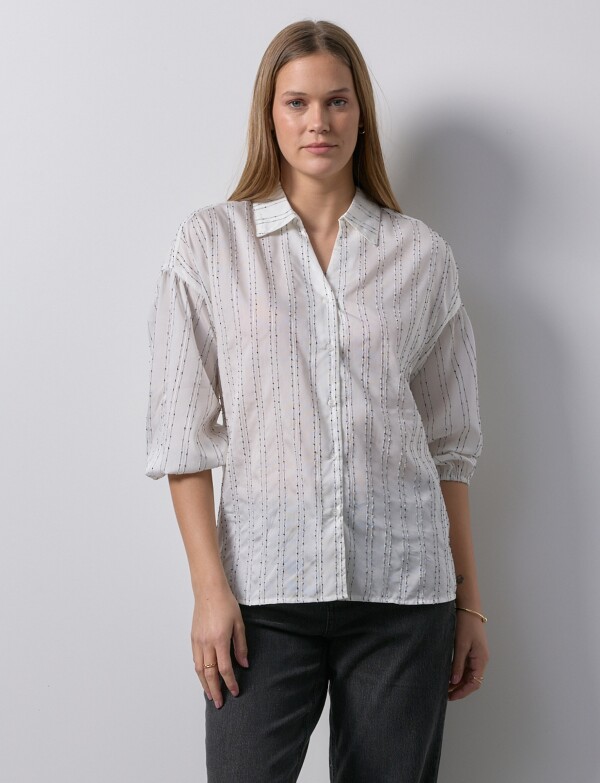 Camisa Tencel Lineas BLANCO/NEGRO