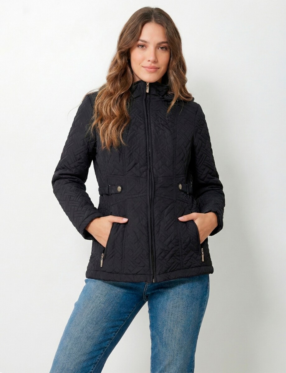 Campera Capitoneada Capucha - Negro 