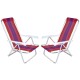 Set x2 Silla reclinable 4 posiciones aluminio ROJO